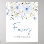 Dusty Blue Baby Bloom Baby shower Favorieten Poster (Voorkant)