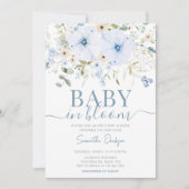 Dusty Blue Baby Bloom Baby shower Kaart (Voorkant)