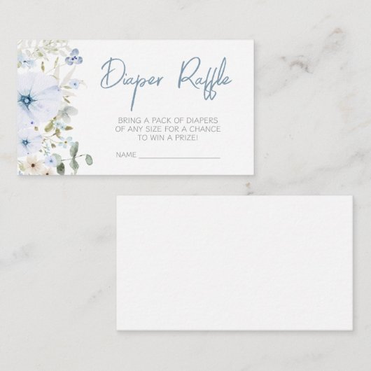 Dusty Blue Baby Bloom Baby shower Luier Raffle Informatiekaartje (Voorkant / Achterkant)