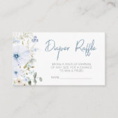 Dusty Blue Baby Bloom Baby shower Luier Raffle Informatiekaartje (Voorkant)