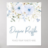 Dusty Blue Baby Bloom Baby shower Luier Raffle Poster (Voorkant)