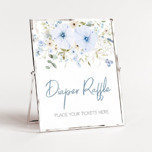 Dusty Blue Baby Bloom Baby shower Luier Raffle Poster