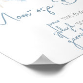 Dusty Blue Baby Bloom Baby shower Moeder Osa Bar Poster (Hoek)