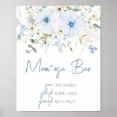 Dusty Blue Baby Bloom Baby shower Moeder Osa Bar Poster (Voorkant)