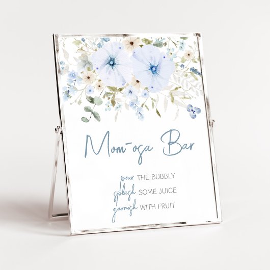 Dusty Blue Baby Bloom Baby shower Moeder Osa Bar Poster