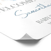 Dusty Blue Baby Bloom Baby shower Welkom Poster (Hoek)