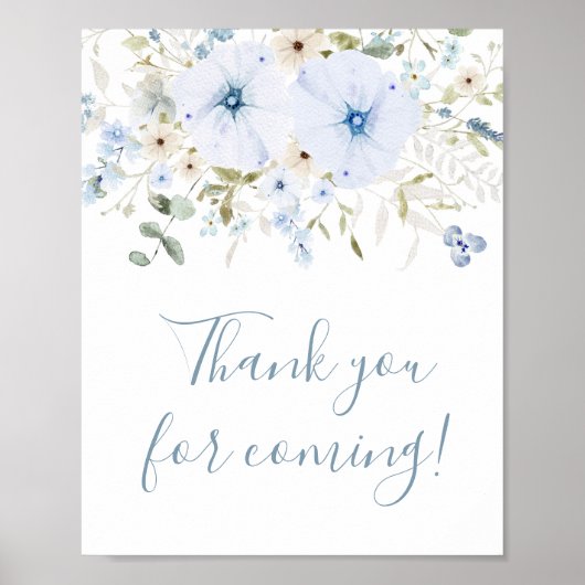 Dusty Blue Baby Bloom Bedankt voor uw komst Poster (Voorkant)