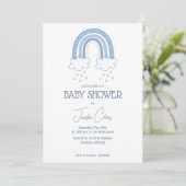 Dusty Blue Baby Boy Boho Style Baby shower Kaart (Staand voorkant)