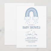 Dusty Blue Baby Boy Boho Style Baby shower Kaart (Voorkant / Achterkant)