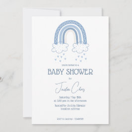 Dusty Blue Baby Boy Boho Style Baby shower Kaart