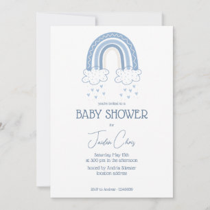 Dusty Blue Baby Boy Boho Style Baby shower Kaart