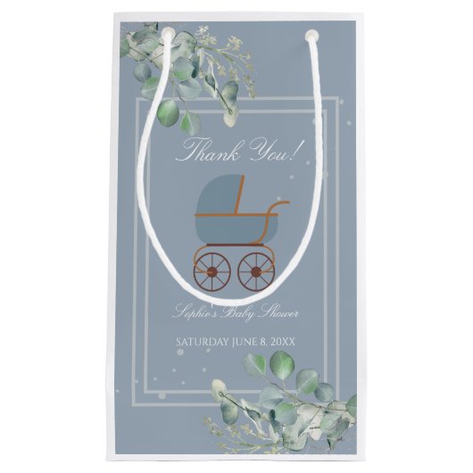 Dusty Blue Baby Carriage Custom Sign Klein Cadeauzakje (Voorkant)
