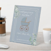 Dusty Blue Baby Carriage Custom Sign Reclamebord Met Voetstuk (Insitu)