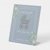 Dusty Blue Baby Carriage Kaarten & Gift Reclamebord Met Voetstuk (Voorkant)