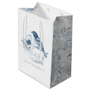 Dusty Blue Baby in Bloom Boy Shower Gift Bag Medium Cadeauzakje