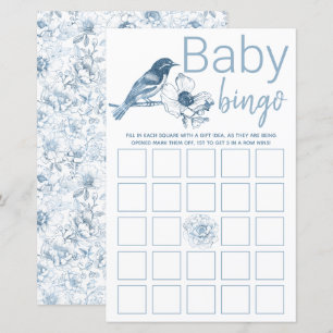 Dusty Blue Baby shower Baby Bingo Game Kaart