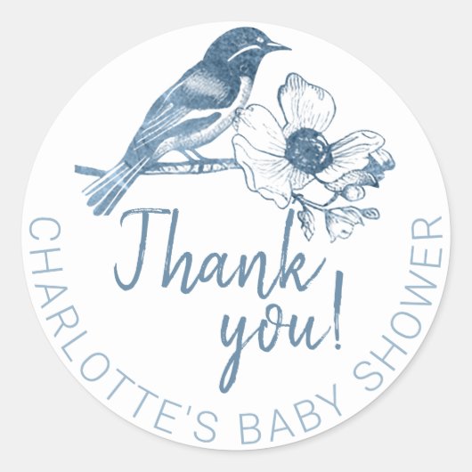 Dusty Blue Baby shower Bedankt voor de Sticker (Voorkant)
