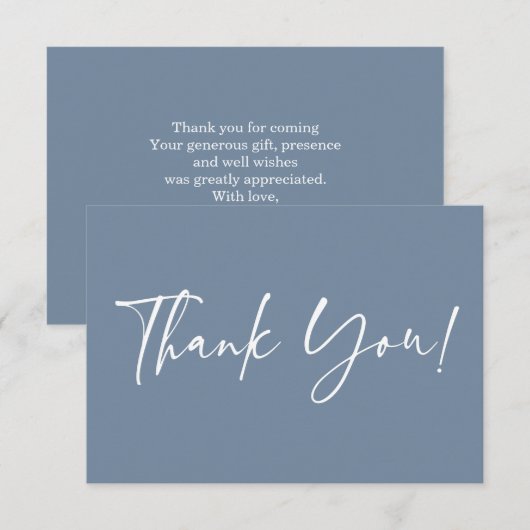 Dusty Blue Baby shower, bedankt voor je briefkaart (Voorkant / Achterkant)