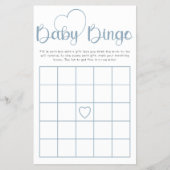 Dusty Blue Baby Shower Bingo Game Card Flyer (Voorkant)