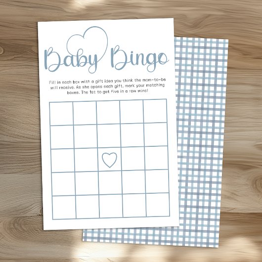 Dusty Blue Baby Shower Bingo Game Card Flyer