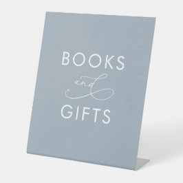 Dusty Blue Baby shower Boeken & Geschenken Reclamebord Met Voetstuk
