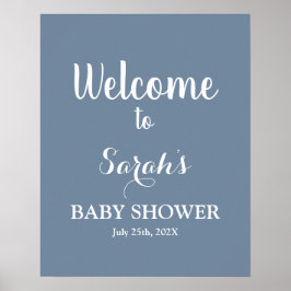 Dusty Blue Baby shower Boy Welkomstteken Poster