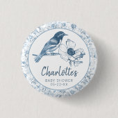 Dusty Blue Baby shower Button Favoriet Chinoiserie (Voorkant)