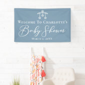Dusty Blue Baby shower Chic Custom Party Spandoek (Insitu)