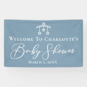 Dusty Blue Baby shower Chic Custom Party Spandoek (Horizontaal)