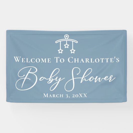 Dusty Blue Baby shower Chic Custom Party Spandoek (Horizontaal)