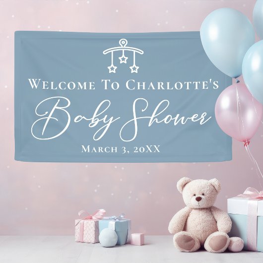 Dusty Blue Baby shower Chic Custom Party Spandoek