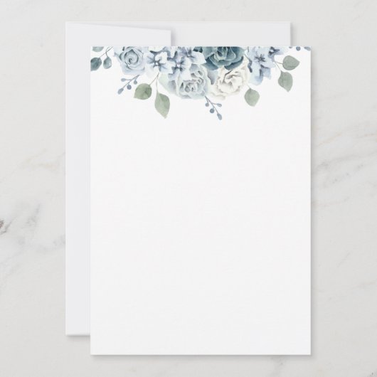 Dusty Blue Baby shower Kaart (Achterkant)