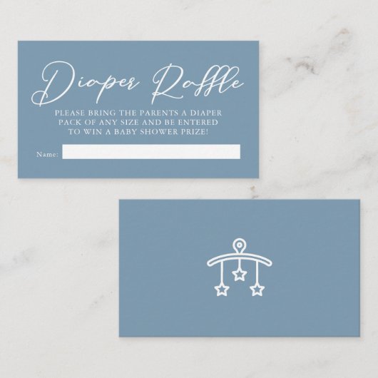 Dusty Blue Baby shower Luier Raffle Informatiekaartje (Voorkant / Achterkant)
