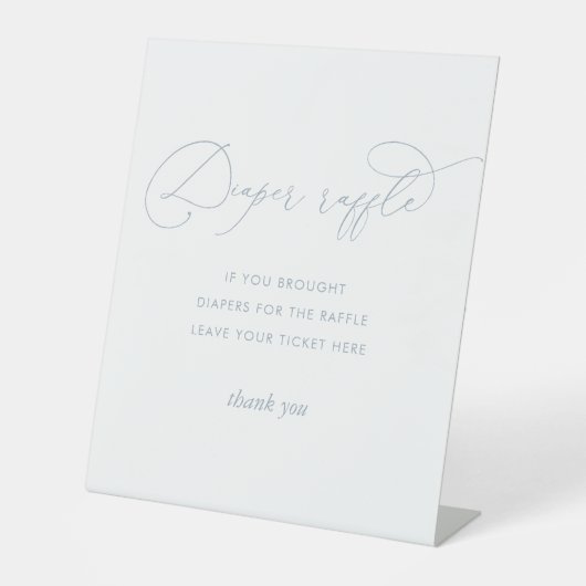 Dusty Blue Baby shower Luier Raffle Reclamebord Met Voetstuk (Voorkant)