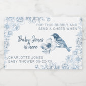 Dusty Blue Baby shower Mousserende Wijn Label Sparkling Wijnetiket (Enkel label)
