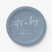 Dusty Blue Baby shower Paper Bord Modern Boy (Voorkant)