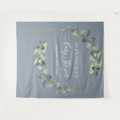 Dusty Blue Baby shower Photo Booth Achtergrond Wandkleed (Voorkant (horizontaal))