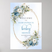 Dusty Blue Baby Shower Poster Eucalyptus Greenery (Voorkant)