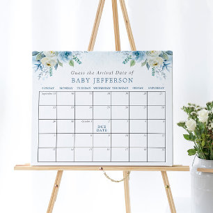 Dusty Blue Baby shower Raad Vervaldatum agenda Poster