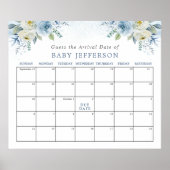 Dusty Blue Baby shower Raad Vervaldatum agenda Poster (Voorkant)