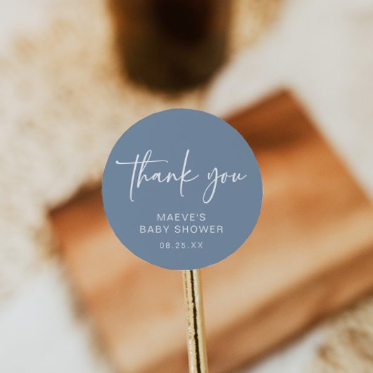 Dusty Blue Baby shower Ronde Sticker Modern Boy