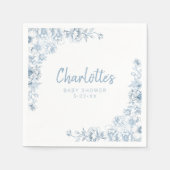 Dusty Blue Baby shower servetten Floral Chinoiseri (Voorkant)