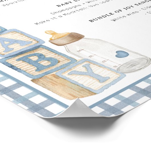 Dusty Blue Baby Shower Signature Drinks Sign  Poster (Hoek)