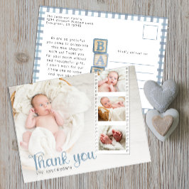 Dusty Blue Baby Shower Thank You Photo Postcard Briefkaart