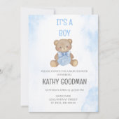 Dusty Blue Baby shower Uitnodiging voor jongen (Voorkant)