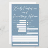 Dusty Blue Baby shower Voorspellingen Advies Kaart (Voorkant / Achterkant)