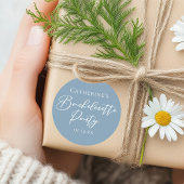 Dusty Blue Bachelorette Party Custom White Script Ronde Sticker
