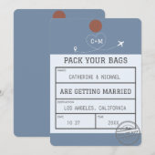 Dusty Blue Bagagelabel Save the Date (Voorkant / Achterkant)