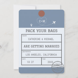 Dusty Blue Bagagelabel Save the Date