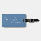 Dusty Blue Bagagelabels Wedding Table Plan/Favor (Voorkant horizontaal)